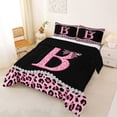 thumbnail image 2 of Manfei Leopard Print Bow Letter B Full Size Comforter Sets for Girls, Black Pink Initial Bedding Sets, Black Reversible, 3-Piece, 2 of 6