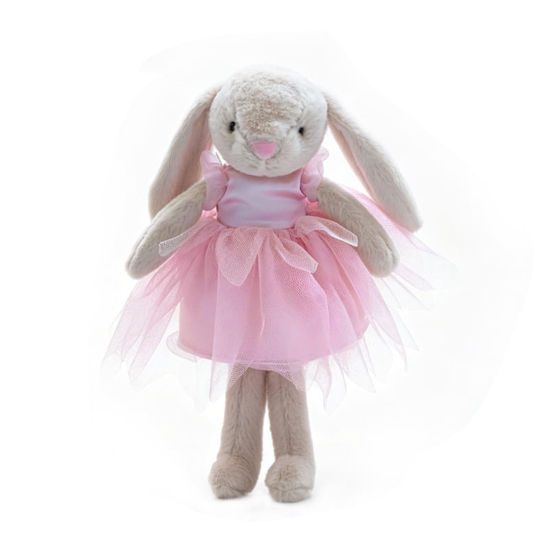 Ballerina Bunny Plush Toy 11.02 Inch Brown Bunny Stuffed Animal in Pink Ballet Dress Soft Cute Ballet Rabbit Plushie
