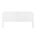thumbnail image 3 of Striped Accent Cabinet with 4 Doors, Atumon Buffet Cabinet with Adjustable Shelves, Modern Accent Cabinet Furniture for Hallway Entryway Living Room, 63"L x 14.9"W x 31.8"H, White, 3 of 10