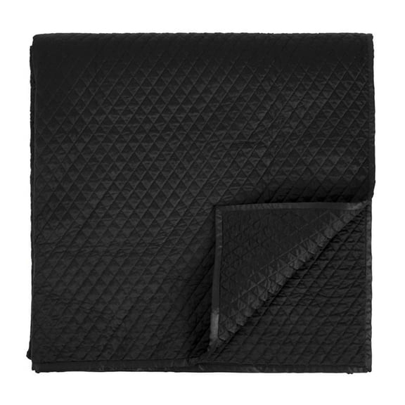 Pemberly Row 98x110" Matte Poly Sateen Fabric King Quilt in Black
