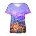 thumbnail image 5 of Hauts d'Été pour Femmes Grande Taille Femmes Été Blouse Imprimée T-Shirts Décontractés Col en V Manches Courtes T-Shirts Hauts Col en V T-Shirt Femmes en Liquidation, 5 of 5