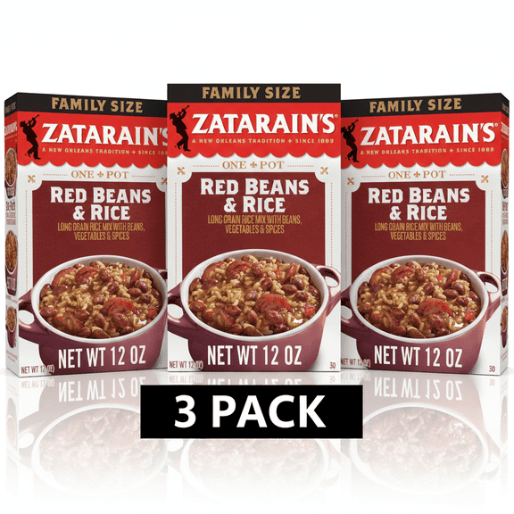 Zatarain's No Artificial Flavors Family Size Red Beans & Rice 12.0 oz Boxes (3-Pack) – A New Orleans Tradition