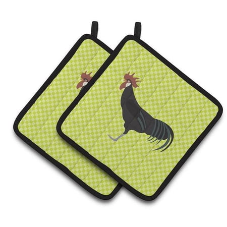 Minorca Ctalalan Chicken Green Pair of Pot Holders - Green