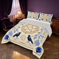 thumbnail image 3 of Homewish Gothic Crow Moth Full Size Comforter Sets, Blue Flowers Bedding Comforter Set, Sun Moon Decor, Gray Reversible 3 Pieces, 1 Comforter and 2 Pillowcases, 3 of 6
