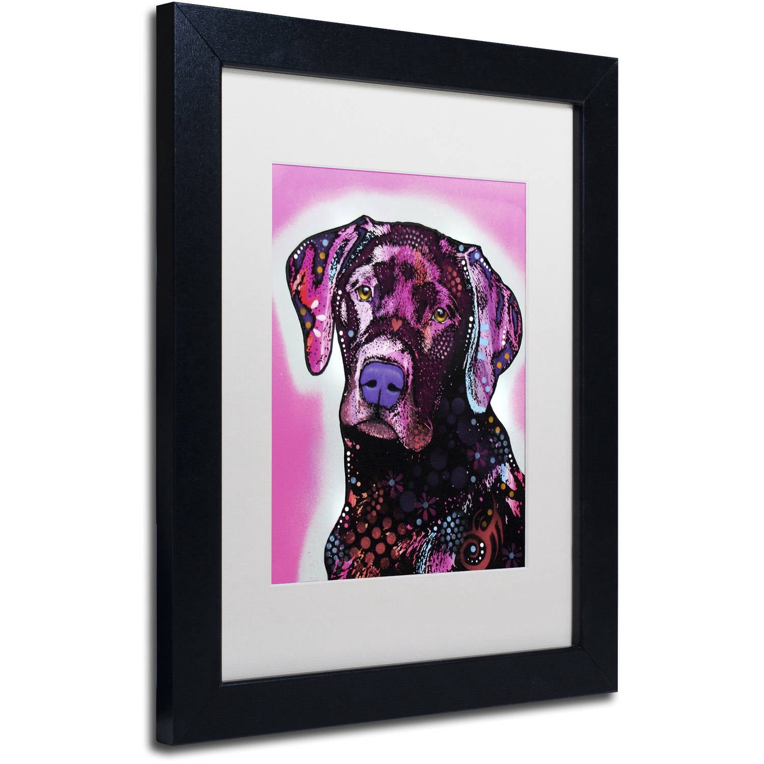 Trademark Fine Art "Black Lab" Canvas Art by Dean Russo, White Matte, Black Frame