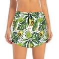 thumbnail image 4 of Lsque Watercolor Green Tropical Printed Women's Running Shorts with Liner Pockets,Elastic Quick Dry Workout Athletic Gym Yoga Shorts,Womens High Waist Shorts-Small, 4 of 9
