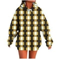 thumbnail image 2 of Sakmal Yellow Womens Hooded Sweatshirts Fall Sweatshirts Plaid Comfy Hoodies with Pockets, 2 of 5