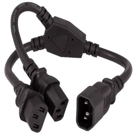 SANOXY Cables and Adapters; 14 inches Power Extension Cord Splitter Cable 16 AWG IEC320 C14 to IEC320 C13 x 2