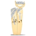 thumbnail image 4 of 10kt Yellow Gold His Hers Round Diamond Square Matching Wedding Set 5/8 Cttw, 4 of 5
