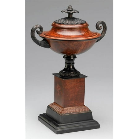 Pedestal Urn w Handles in Brass Finish