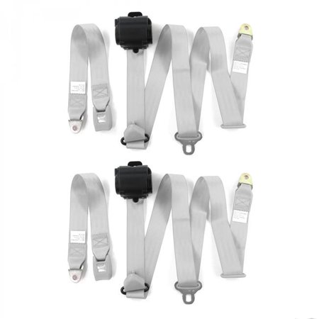 SafeTBoy Standard 3 Point Gray & Grey Retractable Bucket Seat Belt Kit for Jeep Cherokee 1984-2001 - 2 Belts