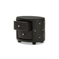 thumbnail image 6 of Baxton Studio Glamour Style Oval 2-drawer Black Faux Leather Upholstered Nightstand, 6 of 6