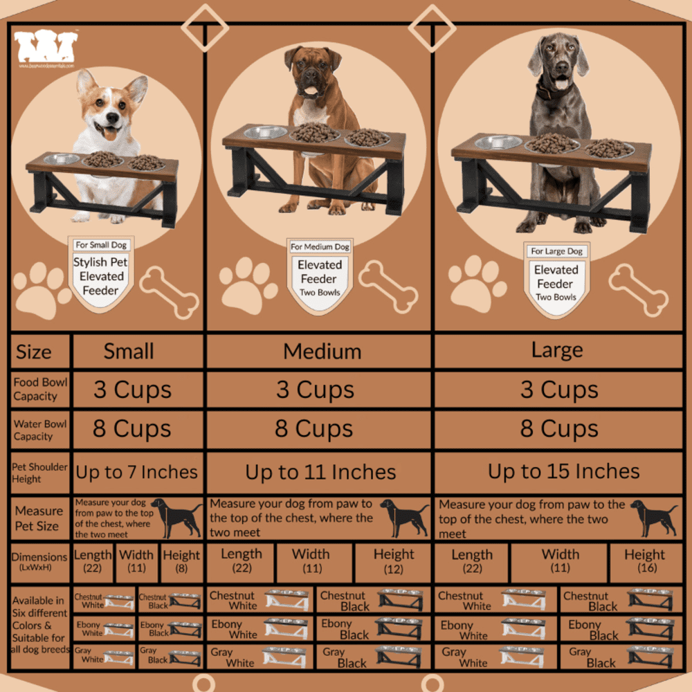 Bearwood Essentials Elevate Your Pet's Dining Experience with 3-Bowl Farmhouse-Style Dog Feeder