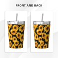 thumbnail image 4 of 12oz Conical Thermal Insulation Cup 4.9×3.2in With Straw No Odor Insulation Effect Is Good For Party Camping Picnic Travel Sunflower On A Black Background, 4 of 7