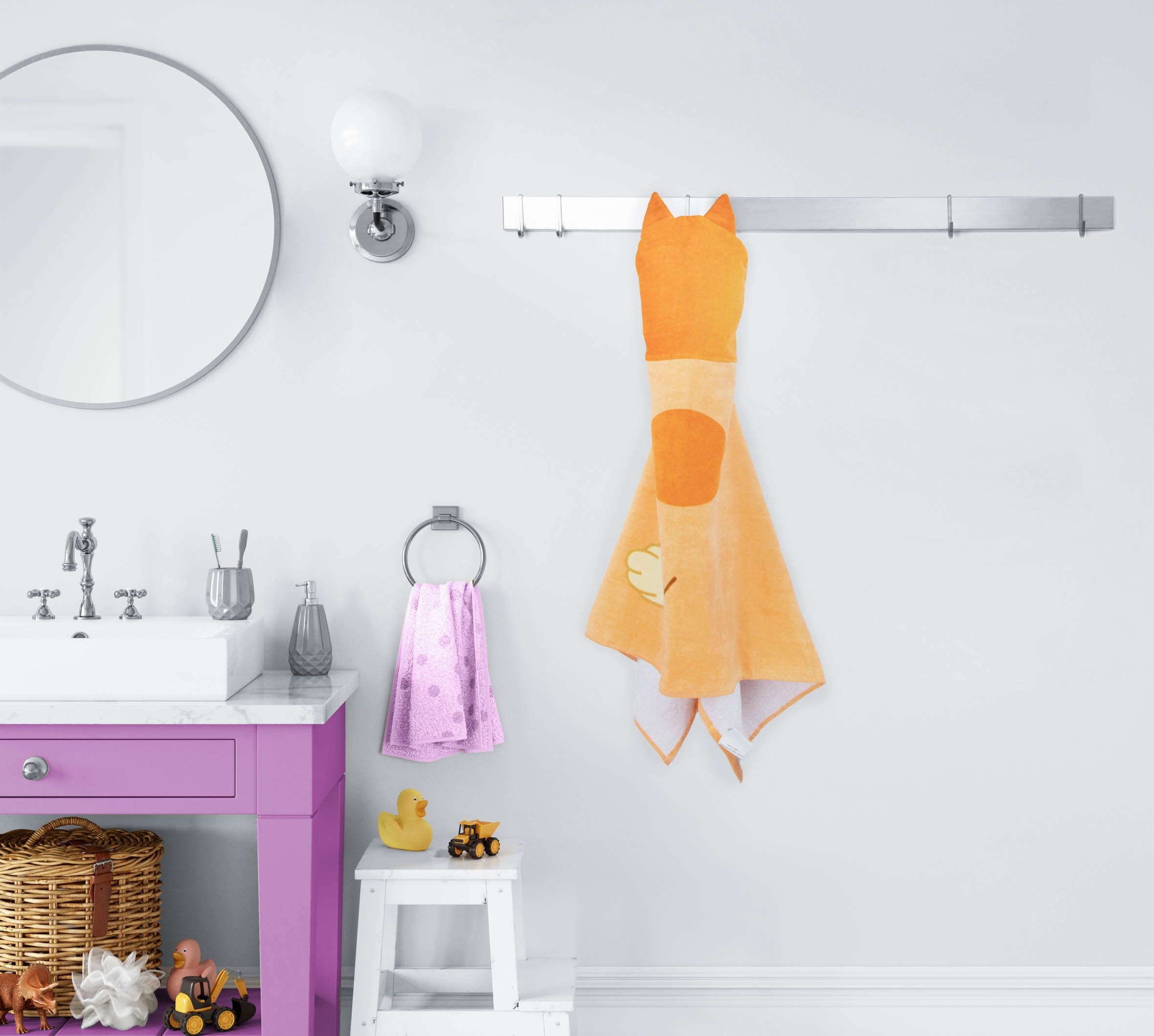 Bingo Kids Bath Hooded Towel Wrap, 51 x 22, Cotton, Blue, Marvel