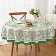 thumbnail image 3 of Green and White Table Cloth Round Table 60 Inch, Spring Summer Round Tablecloths, Outdoor Tablecloth for Parties, Waterproof Fabric Polyester Round Tablecloths, 3 of 6
