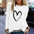 thumbnail image 2 of Cute Valentine's Day T Shirts Gifts for Women Love Heart Print Tops Crewneck Long Sleeve Graphic Tee Tops Mother's Day, 2 of 8