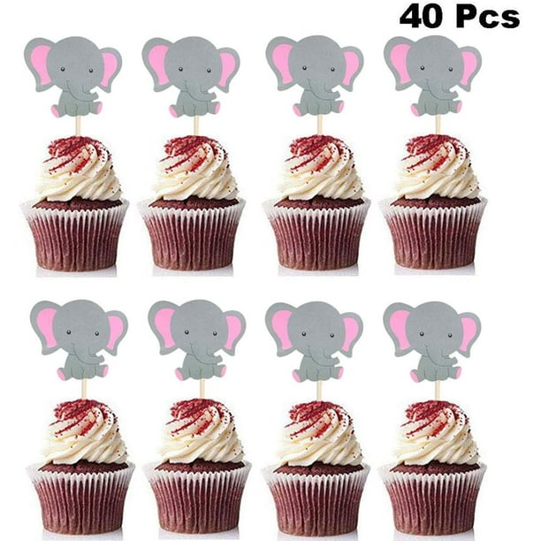 40 Pieces Pink Elephant Cupcake Toppers For Girl Baby Shower Decorations Supplies Walmart Com Walmart Com