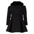 thumbnail image 3 of Cremson Girls’ Wool Blend Princess Winter Dress Pea Coat Jacket Faux Fur Collar - Black (Size 6X), 3 of 5