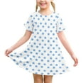 thumbnail image 2 of Cute Midi Dresses for Girls Size 3-12 Toddlers Kids Trendy Star-Printed Short Sleeve Crewneck Pullover Comfort Hawaiian Beach Dress, 2 of 8