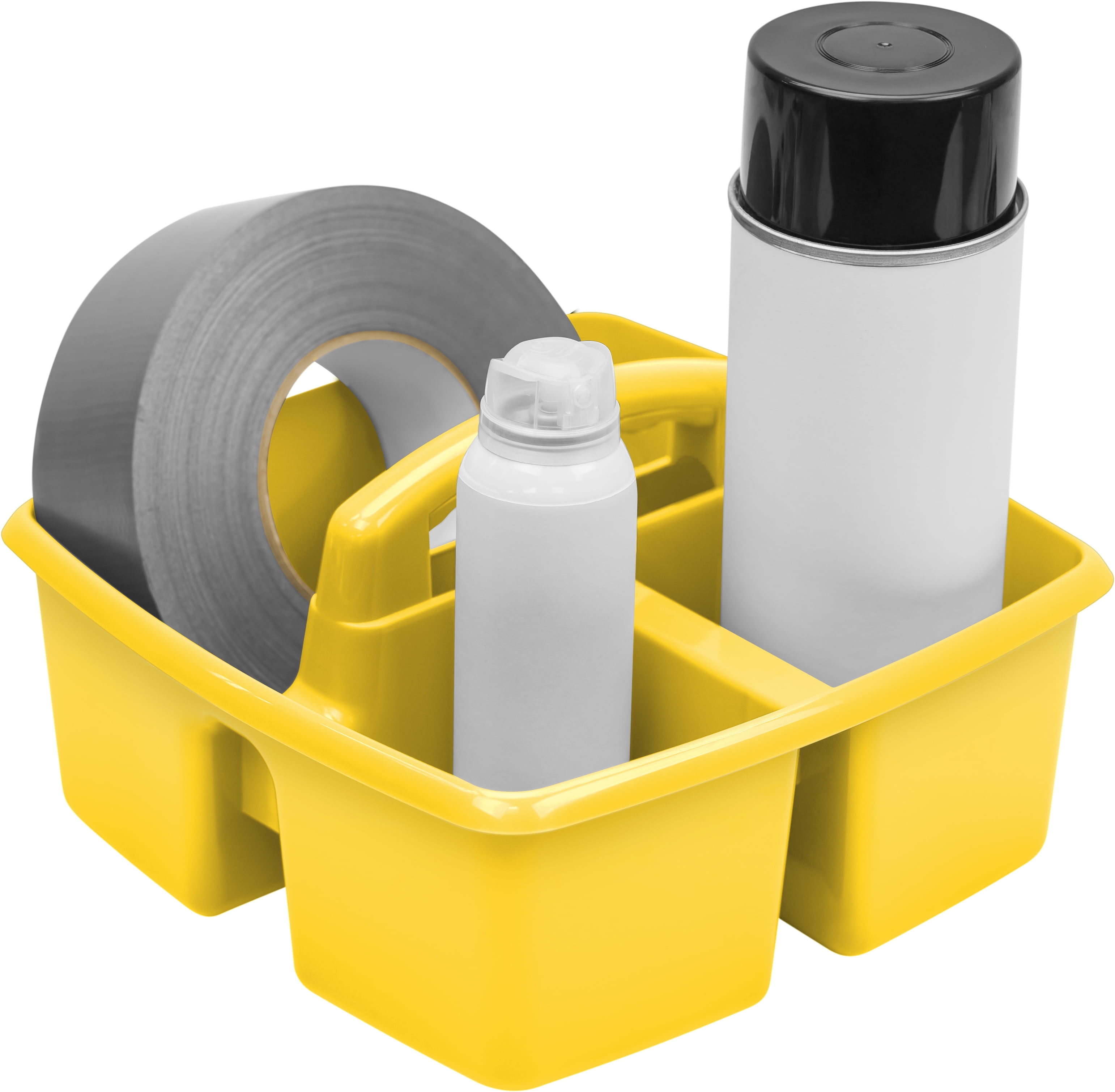 Storex Plastic Desktop Organizer Caddy with Handle, Craft and Hobby Storage Caddies, Yellow, 6-Pack