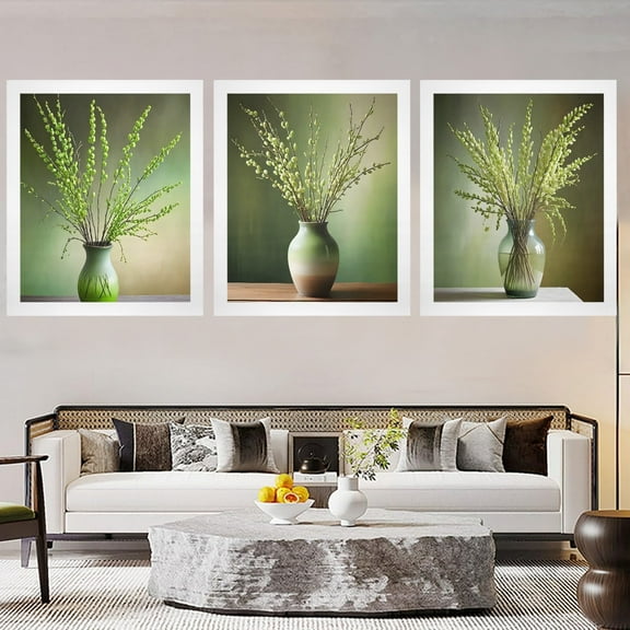 Canvas Wall Art Print – Home Decor Painting – Willows in Mint-1 20x24 (3-Pack)