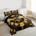 thumbnail image 3 of Feelyou Yellow Rustic Bee Queen Comforter Set, Farmhouse Boho Floral Bedding Set, 3pcs, 3 of 8
