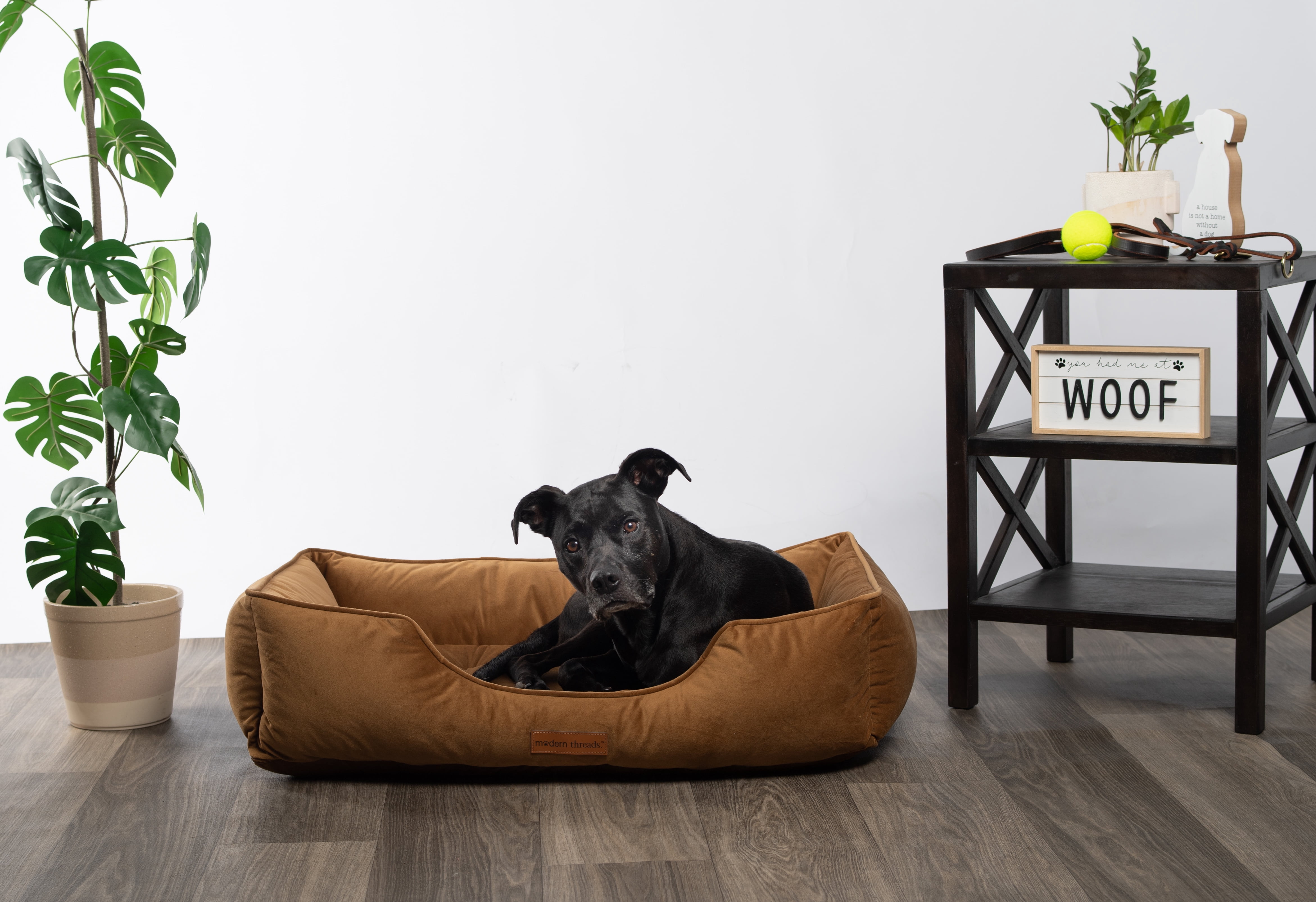 Modern Threads Large Luxury Velvet Tufted-Style Dog Bed, Caramel