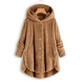 thumbnail image 3 of UoCefik Sweater Coats for Women Winter Oversized Fleece Jackets Fuzzy Warm Button Down Cardigan Hooded Outwear Jacket Earthy Yellow L, 3 of 5