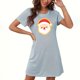 thumbnail image 1 of Camisón corto navideño para mujer, talla grande, cuello redondo, manga corta, estampado en el pecho, vestido de noche para mujer, 1 of 3