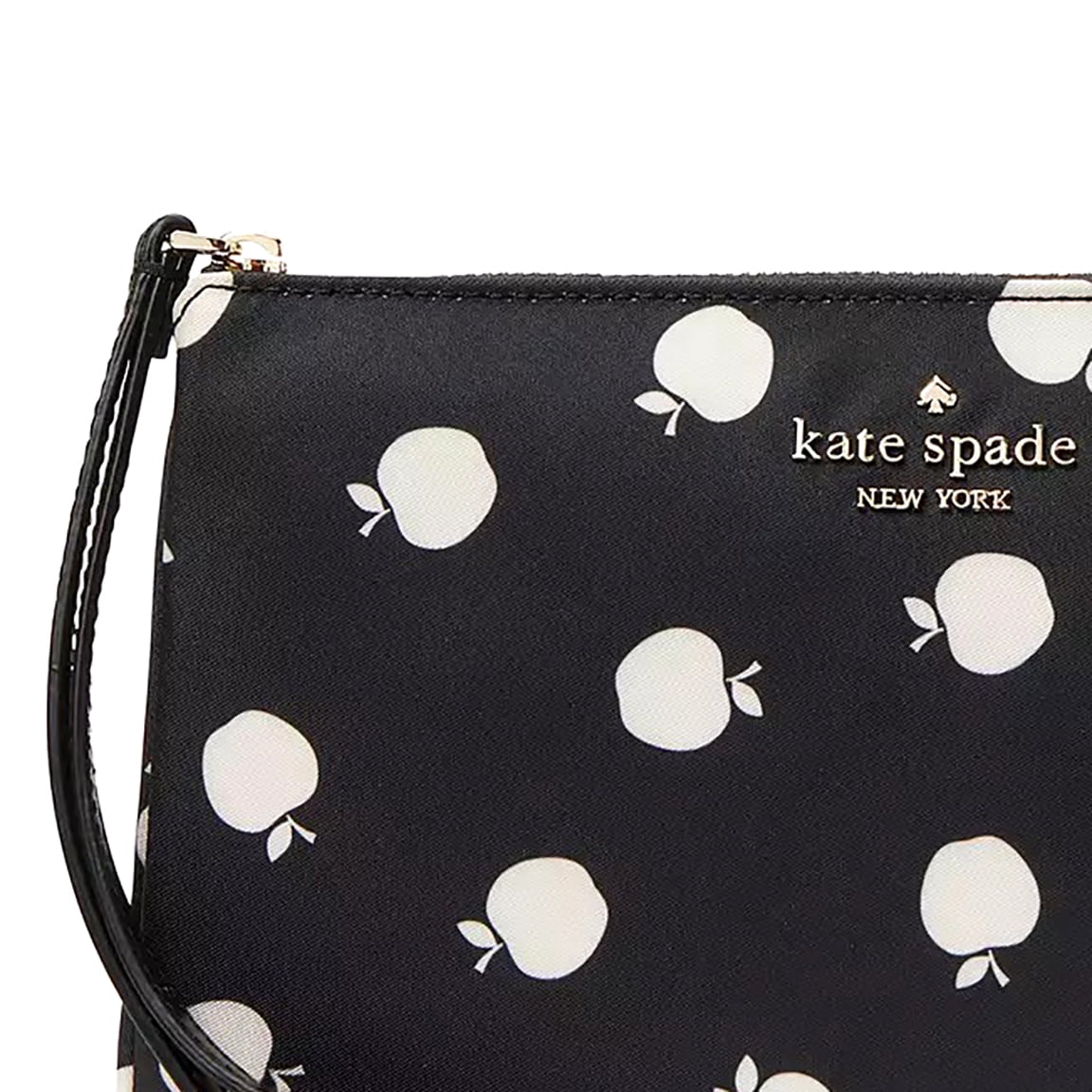 Kate Spade New York Adult Nylon Apples Mini Wristlet Pouch, Black, 1-Piece