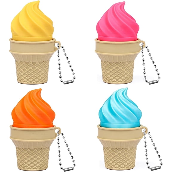 4 Pieces Ice Cream Clicker Fidget Toy Keychain - Mechanical Button Finger Clicker for Stress Relief, Sensory, and Pass Time - Keyring for Home, Office, Travel - Ideal Gift for Adults