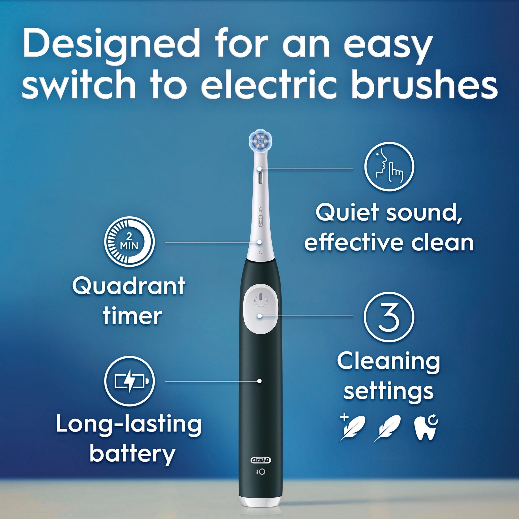 Oral-B Toothbrush, iO Series 2 Electric Toothbrush Starter Kit, Forest Green