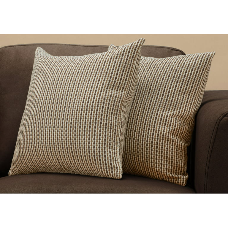 Pillows, Set Of 2, 18 X 18 Square, Insert Included, Decorative Throw, Accent,  Sofa, Couch, Bedroom, Brown Hypoallergenic Polyester, Modern