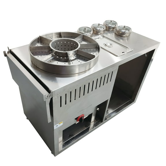 Mobile Beef Soup Cart Food Stall Cart Stainless Steel