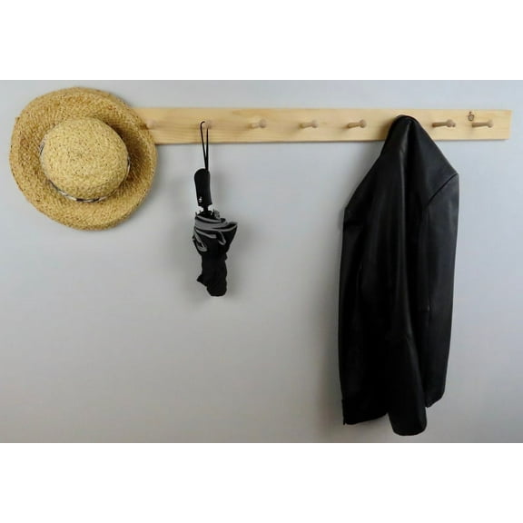 Unfinished Shaker Peg Coat Hat Rack 54"