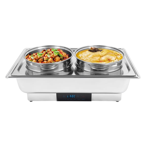 8L Dual Soup Warmer Commercial Food Warmer, Touch Button Temperature Adjustment   Professional Stainless Steel Hot Food Holding Warmer for Restaurant, Cafeteria, Catering Business, Party