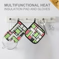 thumbnail image 4 of Yayeee Oven Mitts and Pot Holder Set of 2 Heat Resistant Kitchen Gloves Baking Hot Pad, Green Abstract Geometric, 4 of 5