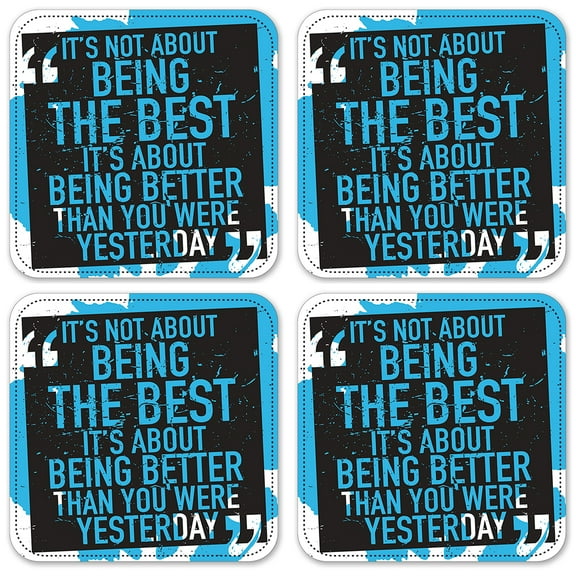 Vinyl Drink Coasters - Set of 4 - Being Better Than Yesterday