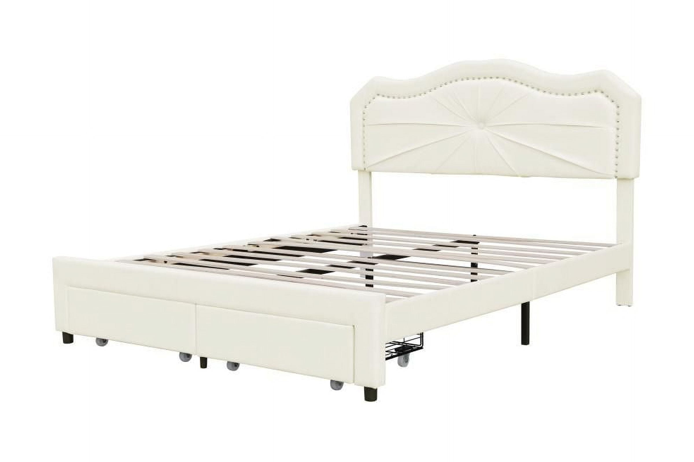 Aiden Queen Platform Storage Bed, Beige