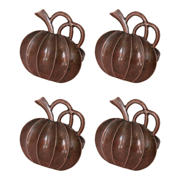 4pcs Anillos de servilleta Aleación de la vendimia Forma de calabaza Servilletero Fiesta de tema de la cosecha de Halloween