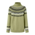 thumbnail image 5 of larppty Women's Fair Isle Sweater Casual Crewneck Long Sleeve Lightweight Vintage Knit Jumper Tops (Light Green, 3XL), 5 of 8