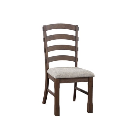 Pascaline Gray Fabric, Rustic Brown & Oak Finish Side Chair (Set of 2)