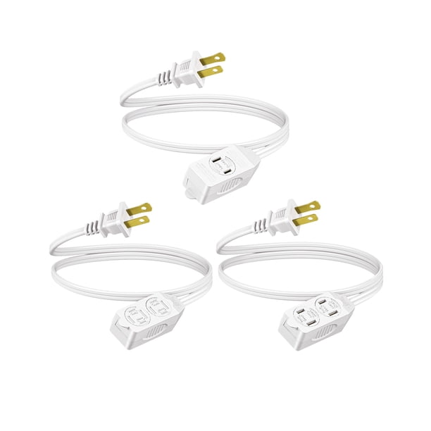 Cable de extensión DEWENWILS SPT-2 de 3 pies, 16 AWG, enchufes de 2 clavijas