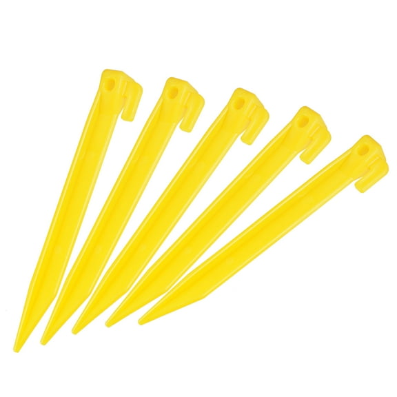 Uxcell 18cm/7.1 Inch Plastic Camping Tent Stakes Pegs with Hook Yellow 10 Pack
