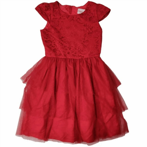 Rare Editions Girls Special Holiday Occasion Dress Red Glitter Medium