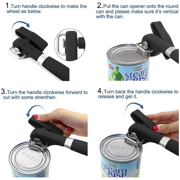 Can Opener, Can Opener Smooth Edge Manual, No Sharp Edges Can Opener Manual, Ergonomic Smooth Edge, Handheld With Soft Grips, Professional Ergonomic Can Opener for Kitchen & Restaurant