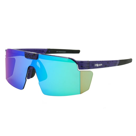 Piranha Eyewear Upland Flip Up Shield Sunglasses for Men with Blue Mirror Lenses