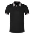 thumbnail image 3 of Men's Polo Shirt Short Sleeve Button Up Loose Fit Summer Black Golf Tops, 3 of 7