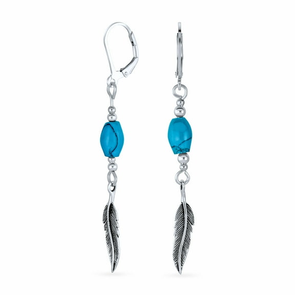Bling Jewelry Womens Turquoise Dangle Gemstone Earrings